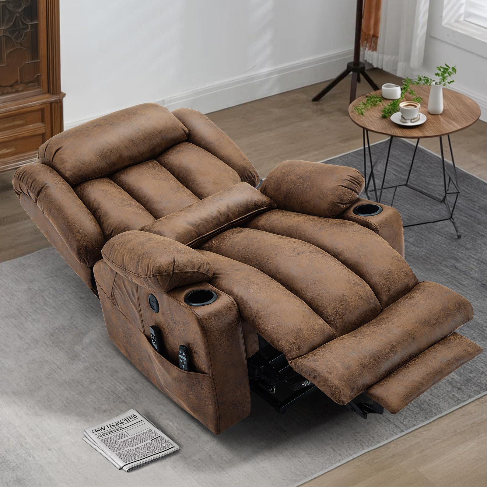 Latitude Run Latitude Run Oversized Dual Motor Lay Flat Power Lift Recliner Chair For Big Elderly With Heat Massage Large Sleeping Electric Recliner